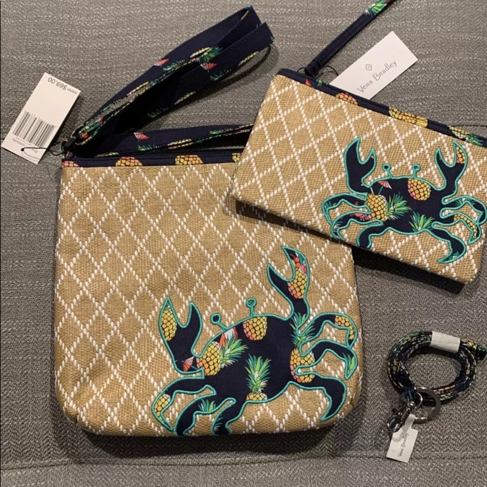 Vera Bradley Beach Toucan Party Crossbody 3 pc SET